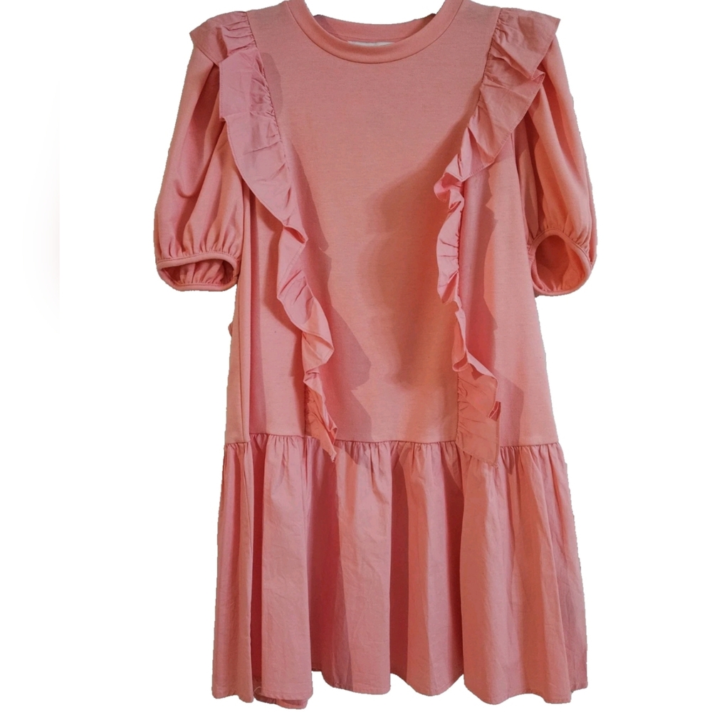 English Factory- Mixed Media Ruffle Detail Mini Dress -Size Medium - Picture 4 of 17